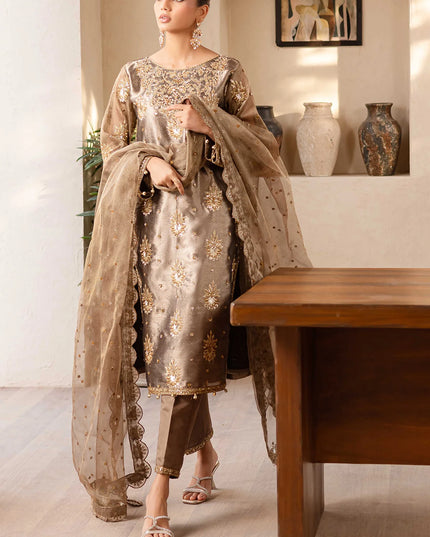 Raveen | Embroidered Zari Mesoury Embellished Suit