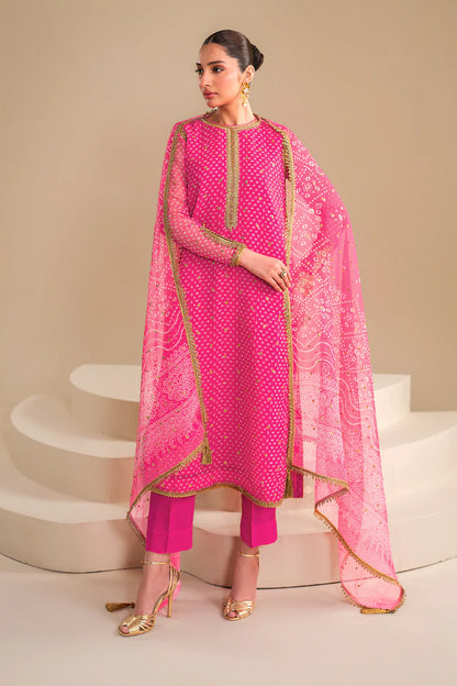 Baroque | Pink Embroidered Chiffon Suit