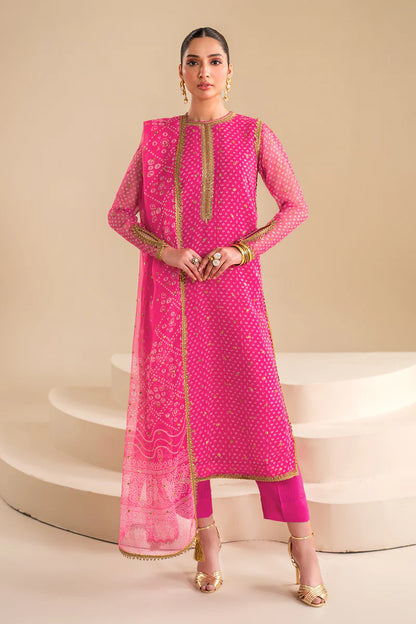 Baroque | Pink Embroidered Chiffon Suit