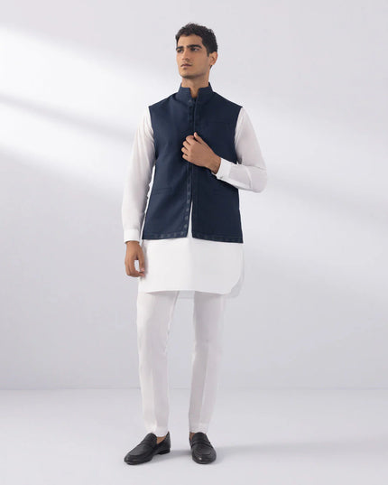 Navy Embroidered Waistcoat