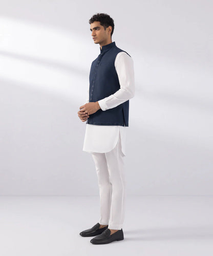 Navy Embroidered Waistcoat