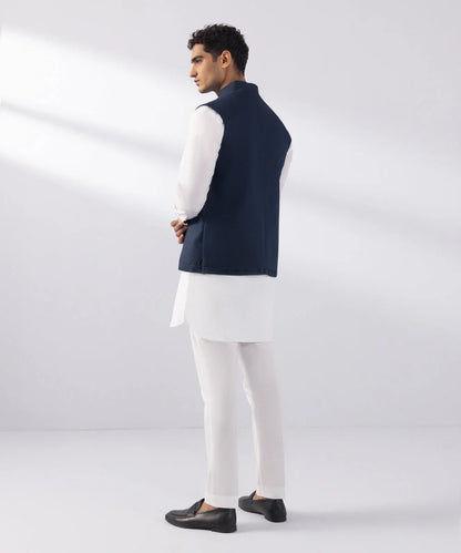 Navy Embroidered Waistcoat