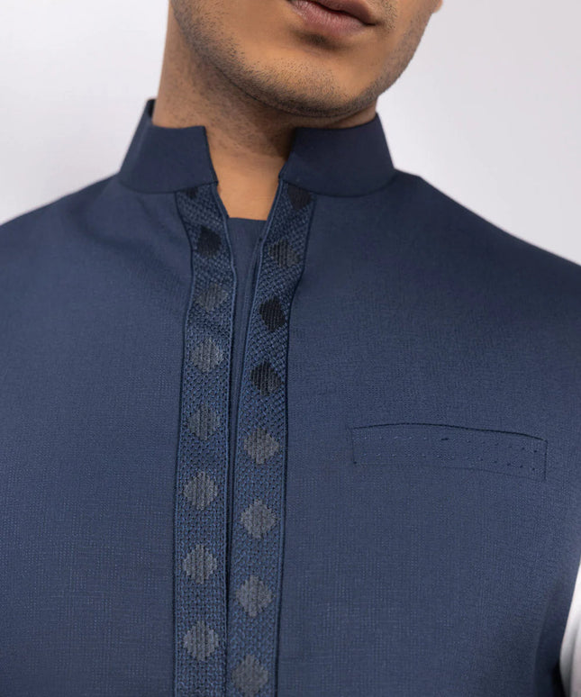Navy Embroidered Waistcoat
