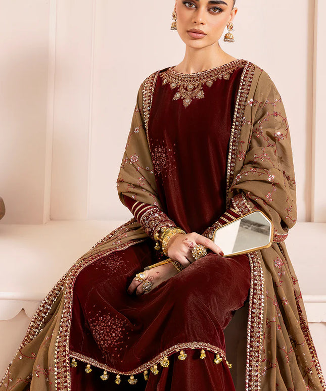 Lana | Pure Velvet Embroidered Sharara