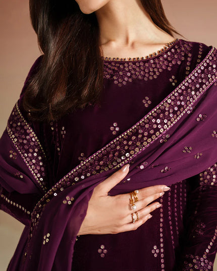 Amayra | Pure Velvet Embroidered Sharara