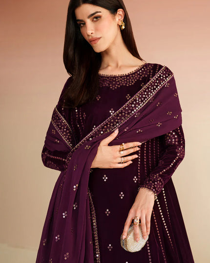 Amayra | Pure Velvet Embroidered Sharara
