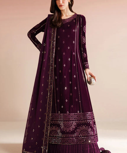 Amayra | Pure Velvet Embroidered Sharara