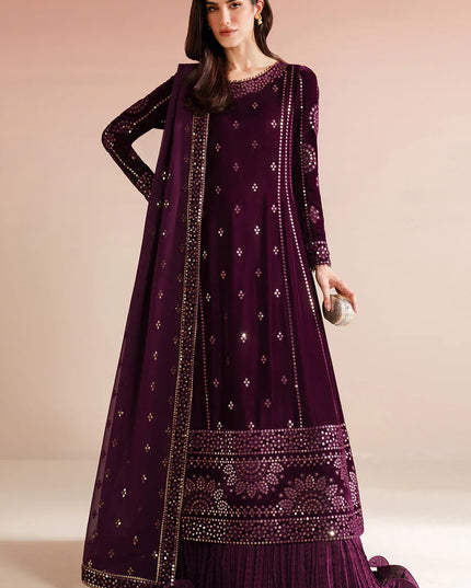 Amayra | Pure Velvet Embroidered Sharara