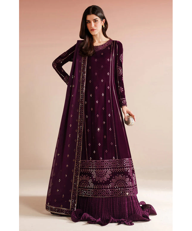 Amayra | Pure Velvet Embroidered Sharara