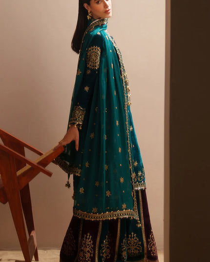 Arsh | Pure Velvet Embroidered Sharara