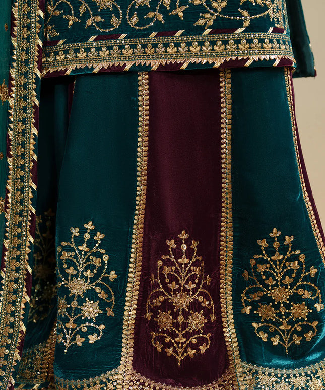 Arsh | Pure Velvet Embroidered Sharara