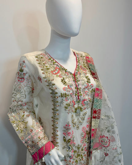 Maria B Ivory Blossom Luxury 3 Piece Suit