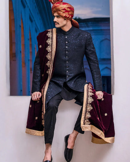 Classic Tap Shoe Karandi Traditional Plain Sherwani