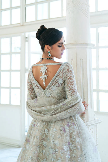 Saira Rizwan | White Organza Hand Embellished Maxi Gown