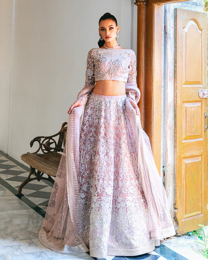 Saira Rizwan | Lilac Net Hand Embellished Lehenga