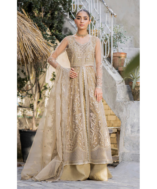 Hema | Gold Embroidered Net Sharara