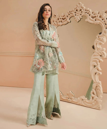 Flora | Sage Green Embroidered & Embellished Co Ord Set