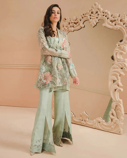 Flora | Sage Green Embroidered & Embellished Co Ord Set