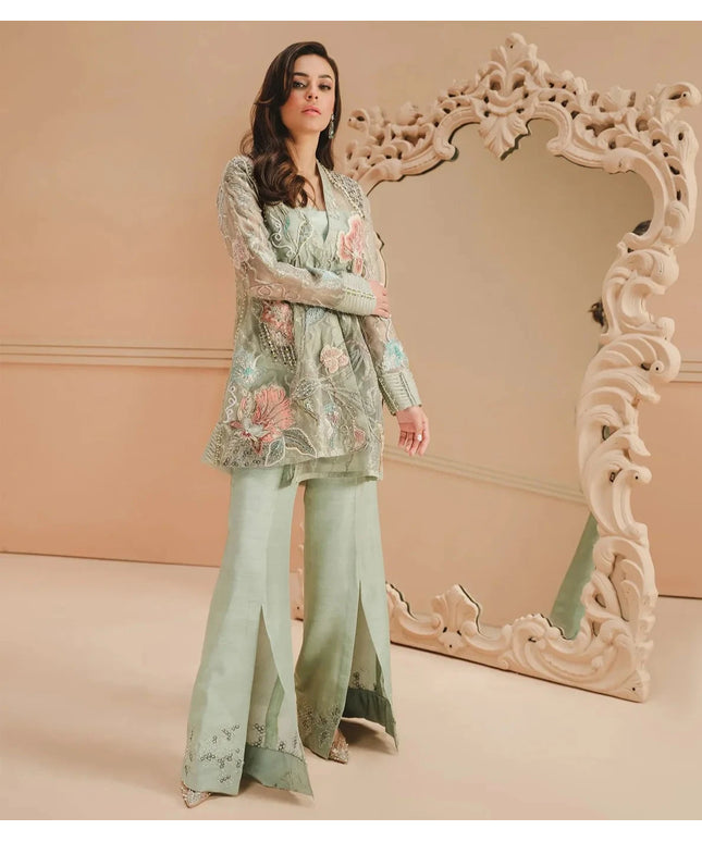 Flora | Sage Green Embroidered & Embellished Co Ord Set