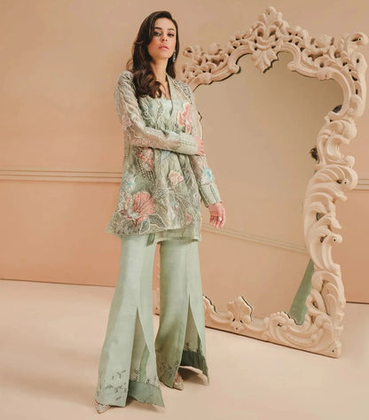 Flora | Sage Green Embroidered & Embellished Co Ord Set
