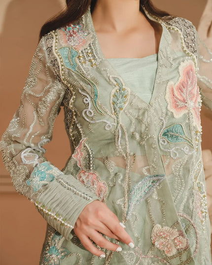 Flora | Sage Green Embroidered & Embellished Co Ord Set