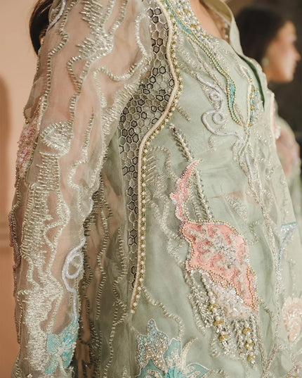 Flora | Sage Green Embroidered & Embellished Co Ord Set