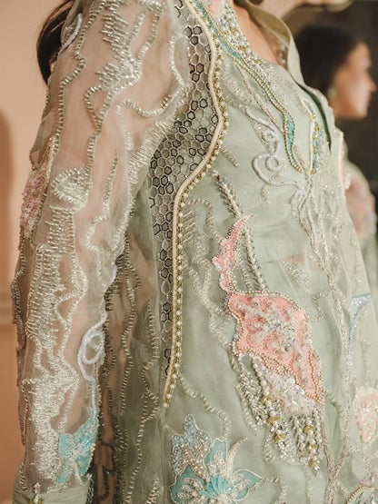 Flora | Sage Green Embroidered & Embellished Co Ord Set