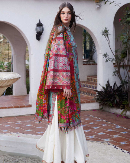 Hussain Rehar | Blue Embroidered Lawn Sharara