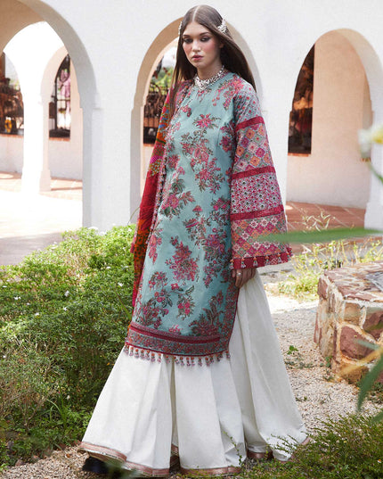 Hussain Rehar | Blue Embroidered Lawn Sharara