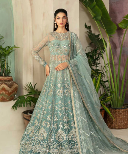 Frostine | Organza Embroidered Hand Embellished Lehenga