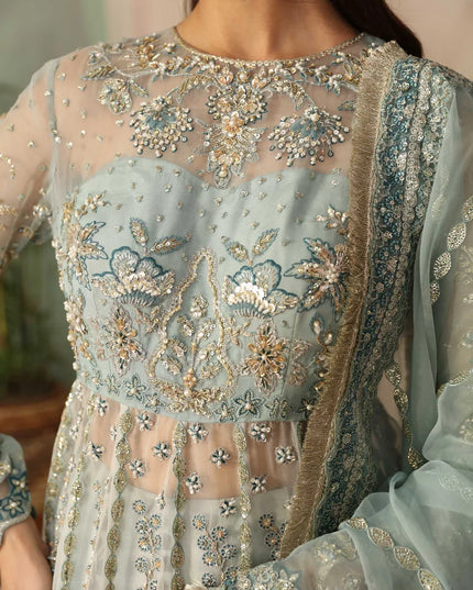 Frostine | Organza Embroidered Hand Embellished Lehenga