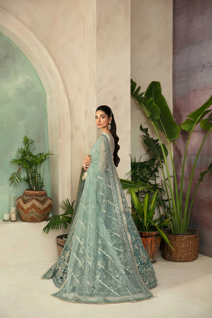 Frostine | Organza Embroidered Hand Embellished Lehenga