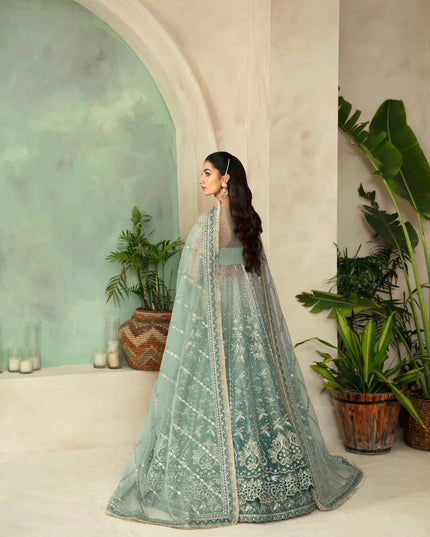 Frostine | Organza Embroidered Hand Embellished Lehenga