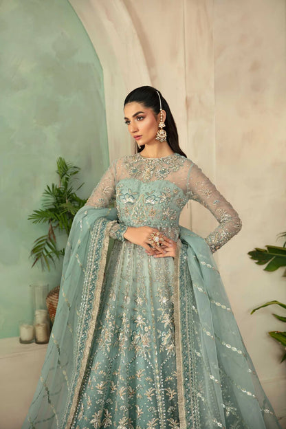 Frostine | Organza Embroidered Hand Embellished Lehenga
