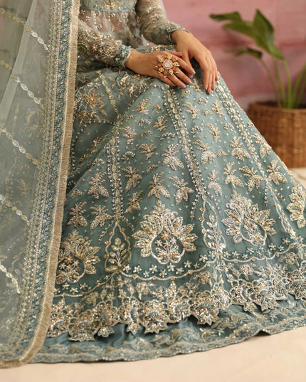 Frostine | Organza Embroidered Hand Embellished Lehenga
