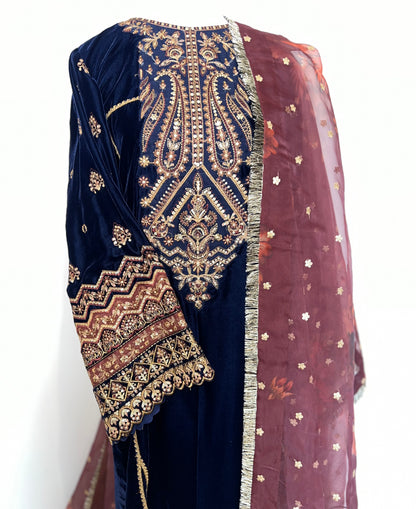 BAROQUE | Embroidered Pure Velvet Sharara