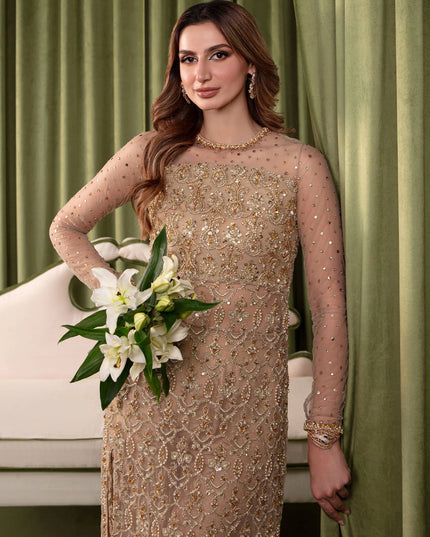 Soha | Nude Raw Silk Embellished Dress
