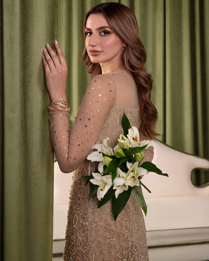 Soha | Nude Raw Silk Embellished Dress