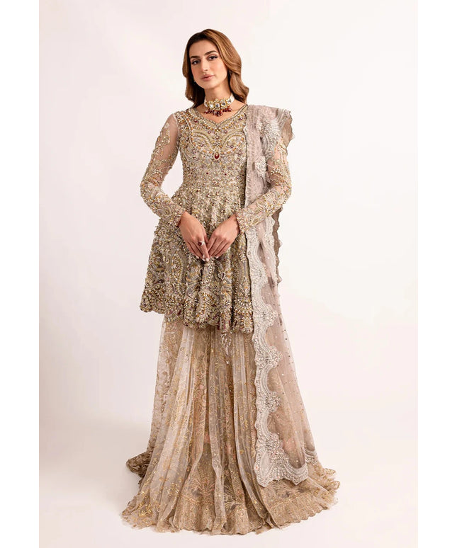 Umber | Gold Net Embellished Bridal Gharara