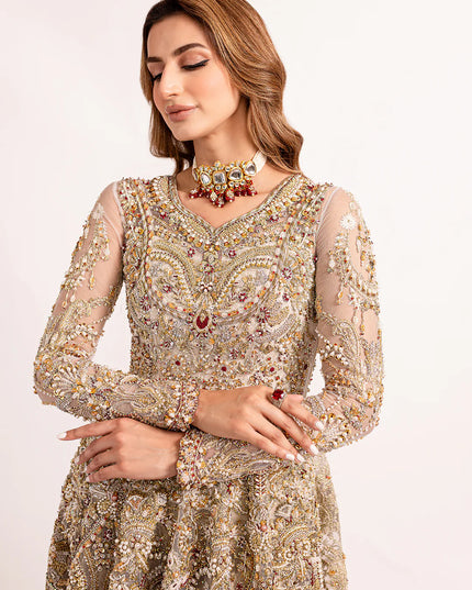 Umber | Gold Net Embellished Bridal Gharara