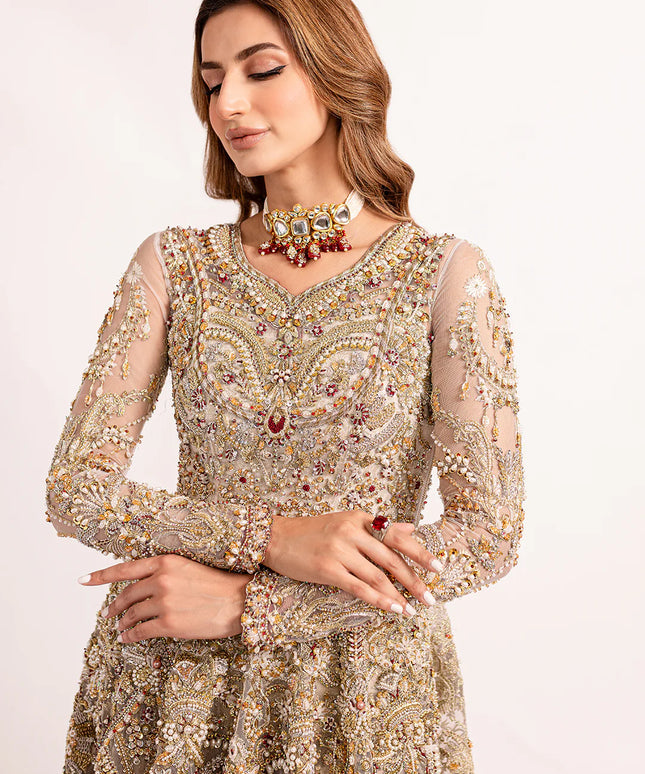 Umber | Gold Net Embellished Bridal Gharara