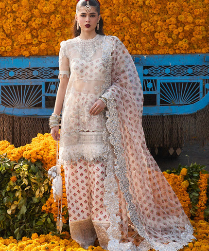 Hussain Rehar | Ivory Embroidered Organza Suit