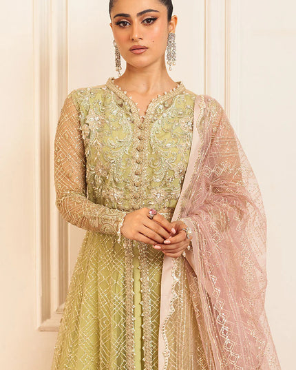 Mushq | Mint Green Net Hand Embellished Gown