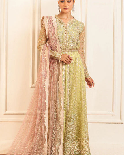 Mushq | Mint Green Net Hand Embellished Gown