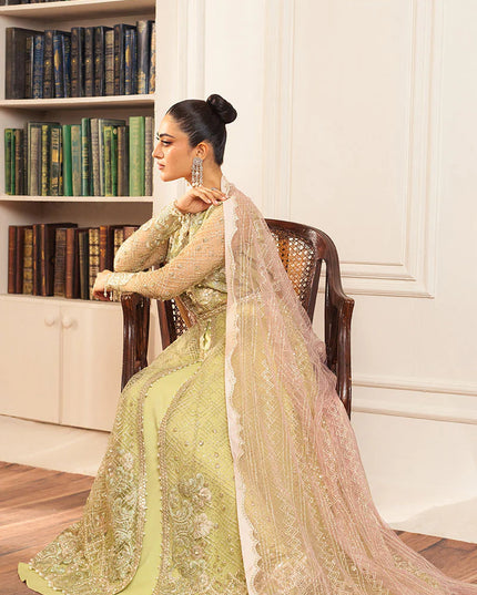 Mushq | Mint Green Net Hand Embellished Gown