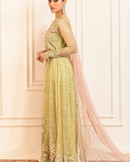 Mushq | Mint Green Net Hand Embellished Gown