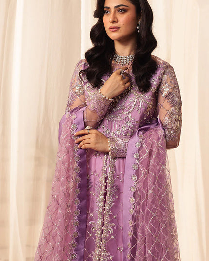 Mushq | Lilac Net Hand Embellished Dress