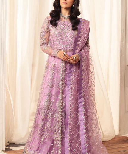 Mushq | Lilac Net Hand Embellished Dress