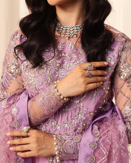 Mushq | Lilac Net Hand Embellished Dress