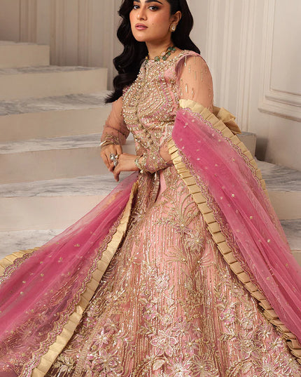 Mushq | Pink Net Hand Embellished Gown